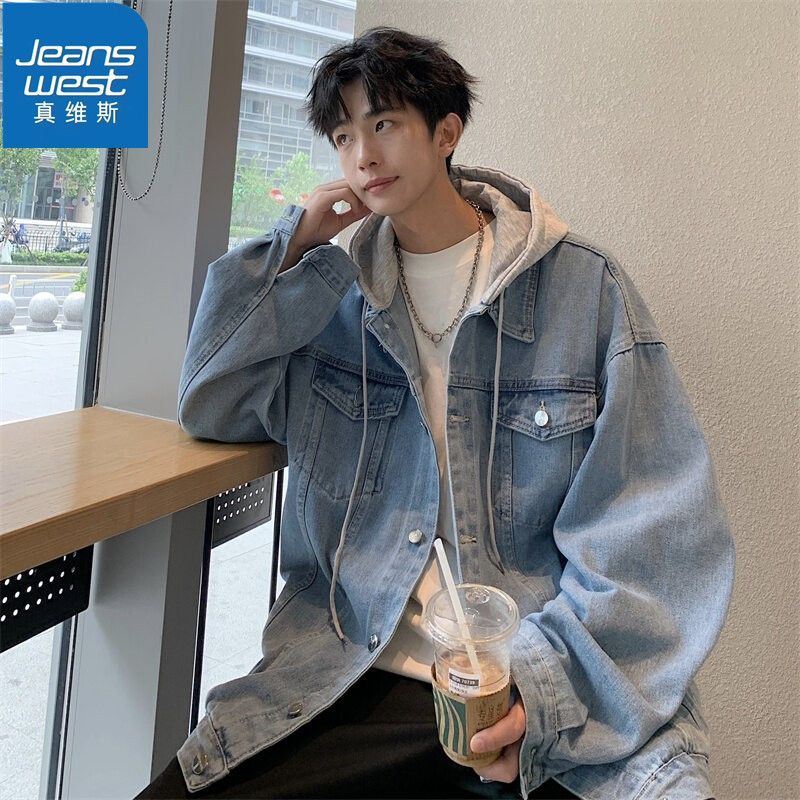 Jeanswest Denim Jacket Men's 2025 Autumn and Winter American Style Oversize Youth Loose Casual Hooded Jacket