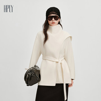 【商场同款】HPLY荷比俪2025冬新款绵羊毛小个子中长款双面呢大衣