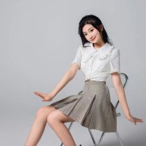 Salt Qingmei JK - Bird Grid Slip Slip Female Summer College Festival New High Waist A - word short skirt fold