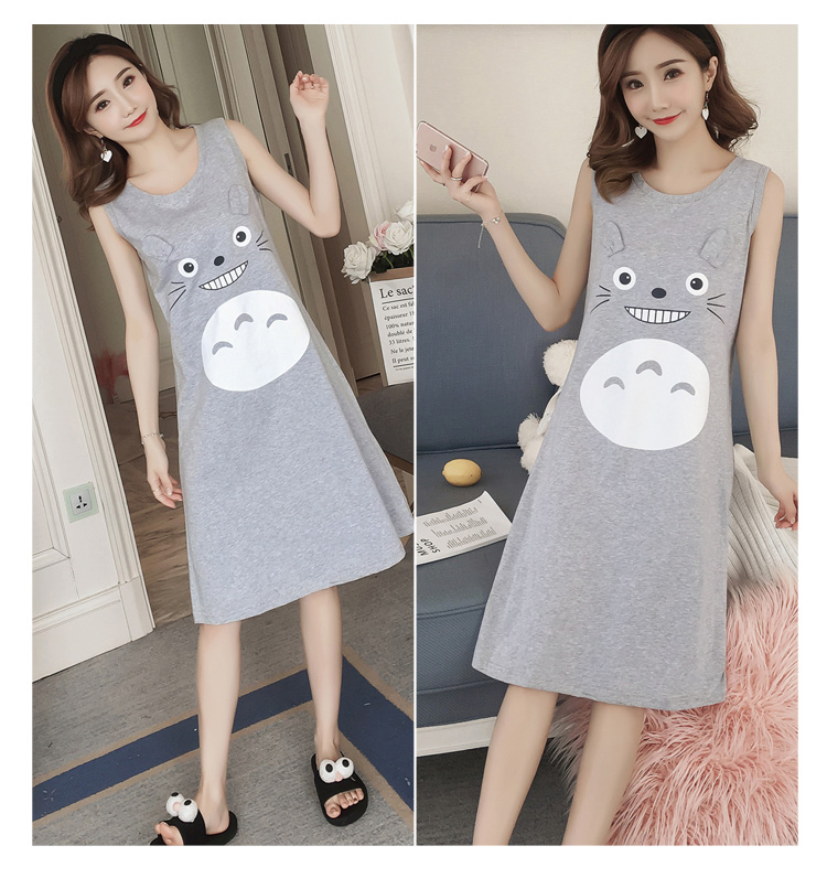 Nightdress nữ mùa hè cotton Hàn Quốc sinh viên tươi không tay đồ ngủ nữ mùa hè sling dễ thương rùa vest dịch vụ nhà