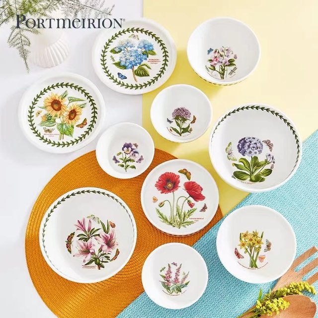 ນໍາເຂົ້າຈາກອັງກິດ Portmeirion Potter Merrill Garden ceramic flat plate round plate ອາຫານຕາເວັນຕົກຈານເລິກບ້ານ