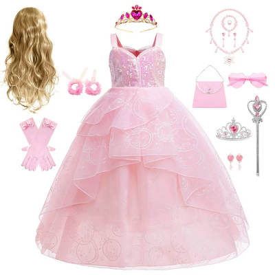 On Children's Day, girls cosplay Glinda princess dress 2026 summer children's pink tulle puffy dress