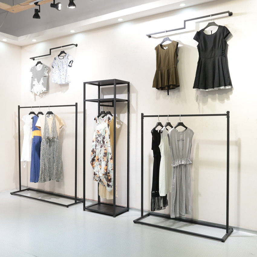 Clothing Store Show Rack Iron Art Clothing Rack Brief Positive Hang Men's Clothing Store Shelf Clothes Hanger Display Side Hang Landing Style
