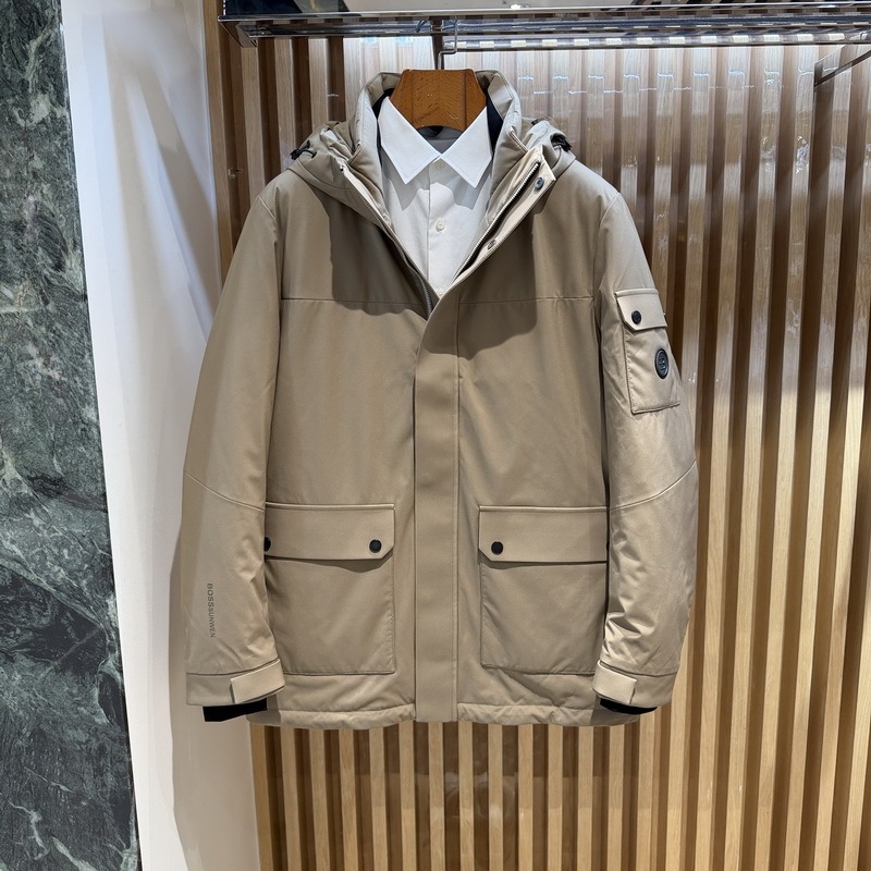 Bosssunwen Men's Autumn and Winter Business Casual Goose down Hooded down Jacket with Tag Price 4980