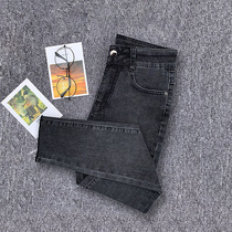 2022 Summer Black Jeans Woman High Waist Display Slim Fit Small Feet New Jeans Son Ash Color Big Code Tide