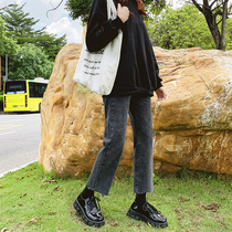 South Korean straight drum jeans female high waist 2022 Elegant Wind small Slender Slim Loose Width 90% Smoke Tubes Pants Summer