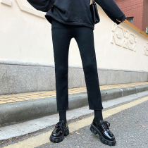 Black micro-La jeans women high waist thin size fat mm horn ins straight pants pipe pants autumn and winter