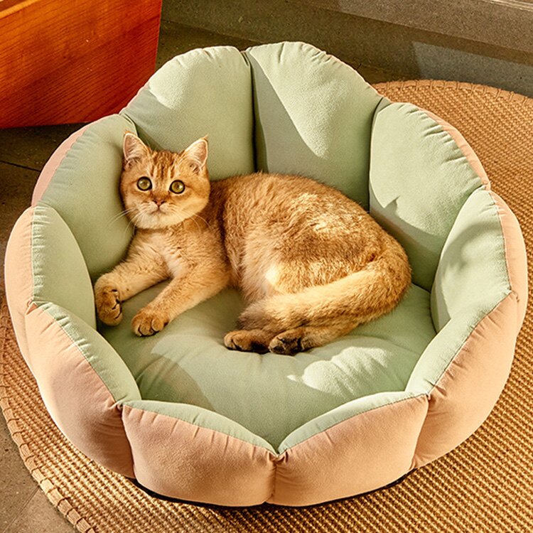 Ideal Country Winter Net Red Collared Petals Shell Pet Sofa Bed Large Size Pet Supplies Warm Cat Nest