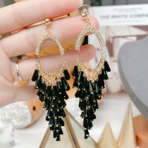 ER620 black tassel earrings