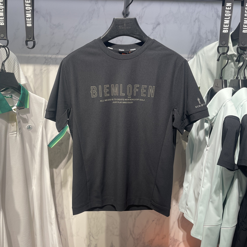 Biyinlefen Golf Men's Loose-Fitting Sun-Protective Short-Sleeved T-Shirt with Round Neck and Letter Print, Anti-Uv, Genuine Product from the Mall Biyinlefen Golf Men's Loose-Fitting Sun-Protective Short-Sleeved T-Shirt with Round Neck and Letter Print, Anti-Uv, Genuine Product from the Mall