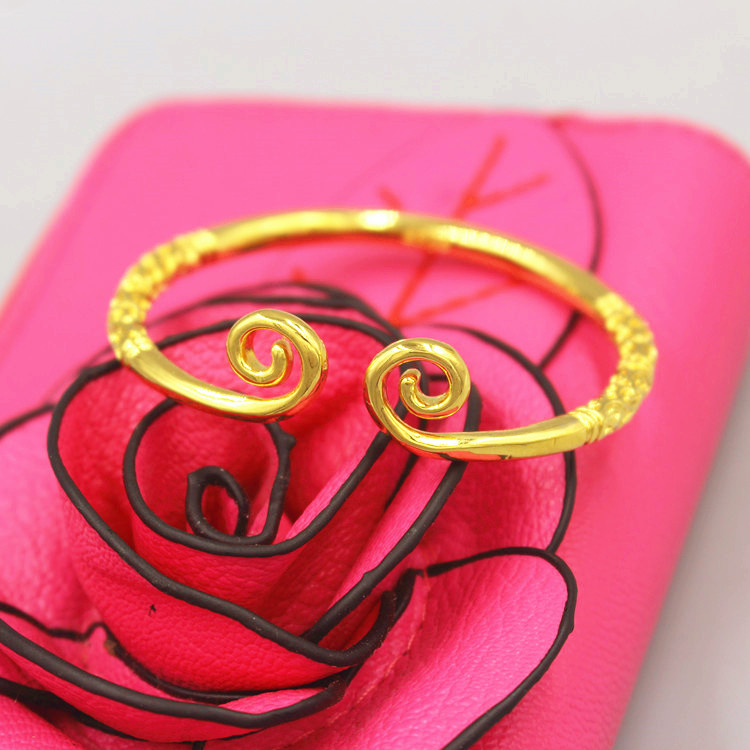 24k mô phỏng mạ vàng giả 999 vàng nguyên chất chặt chẽ vòng tay sinh viên retro mở vòng đeo vàng hoop thanh nam nữ vòng tỳ hưu vàng