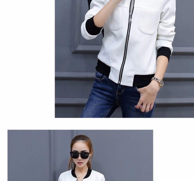 Xuân 2018 mới xuân Hàn Quốc bf Slim đồng phục bóng chày nữ thủy triều tay dài áo khoác cardigan ngắn áo khoác mỏng áo khoác lửng nữ