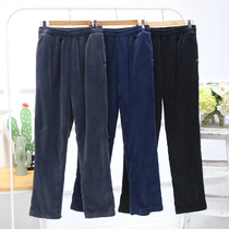 Winter Pure Color Flannel Sleeping Pants Men Loose Casual Home Pants Coral Suede Trousers Warm And Suede Pants