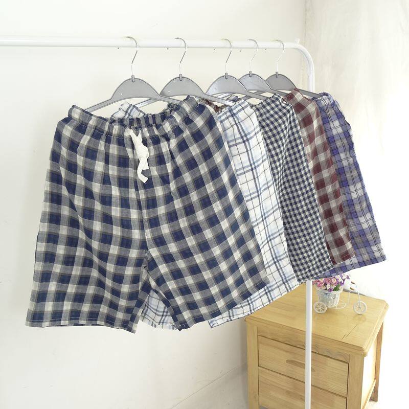 Pure cotton double yarn pajamas summer thin five-pants all cotton casual shorts beach pants men