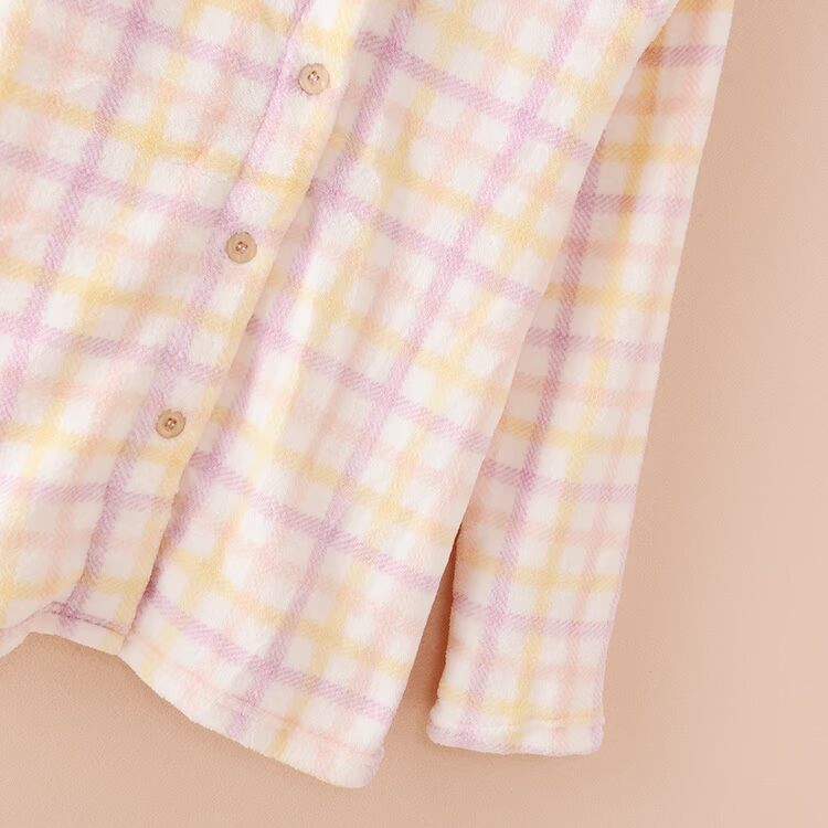 Mùa thu và mùa đông nhà đồ ngủ san hô nhung ngọn sọc kẻ sọc nữ flannel ngọn đồ lót nam