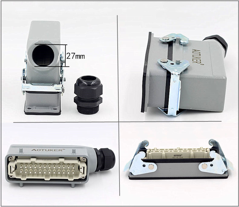 Адаптер 16a工业插头h24b重载连接器24芯hdc-he-024-1/2/3db/v1 pg21 pg29 Aotuker