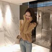 Áo len lửng gió nữ 2018 mới thu đông 2014 phiên bản Hàn Quốc đơn giản với áo len cổ lọ dài tay đan