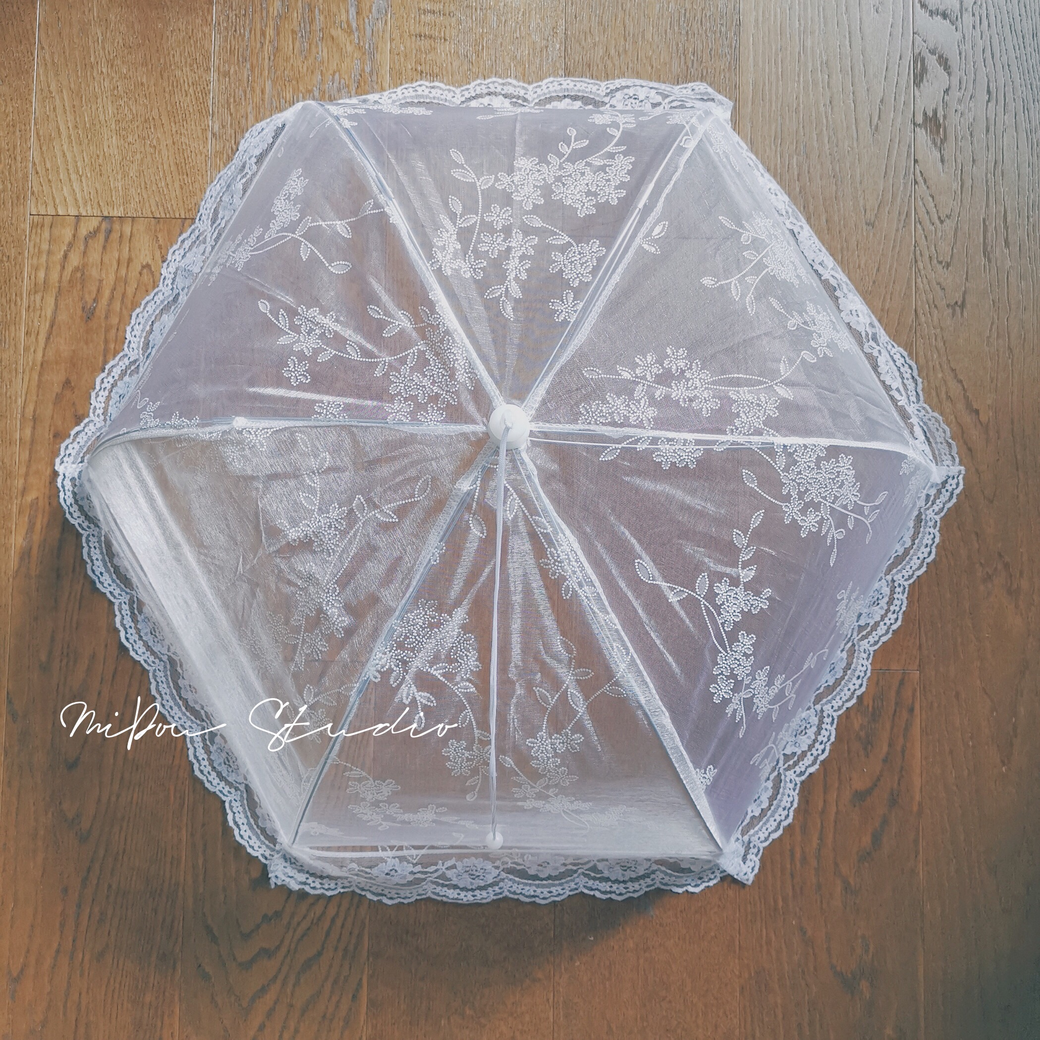 Spot Japanese-style small fresh lace printing household dish cover umbrella dining table cover insect-proof breathable foldable dining room kitchen