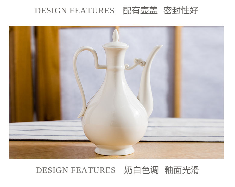 Gốm trắng tinh khiết nhỏ thủy tinh nhà cốc rượu vang xương Trung Quốc rượu vang trắng thủy tinh Jingdezhen rượu vang hầm một tách rượu ly thủy tinh uống rượu