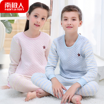 Antarctic childrens clothing Childrens thermal underwear set three-layer padded boys and girls middle and large children thick autumn clothes autumn pants