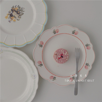 Retro to make old lace pan ceramic afternoon tea disc heat resistant vintage sweet dishes Breakfast disc English-style style