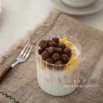 High Boron Silicon Heat Resistant Glass Corrugated Water Glass Striped Cups Milk Cup Milkshake Cup Yoghurt Cup Can Be Heated