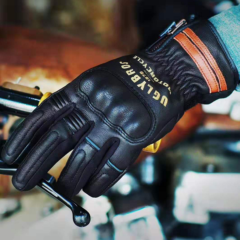 uglybros harewinter riding gloves waterproof and warm retro lamb leather anti-slip touch screen with velvety locomotive gloves