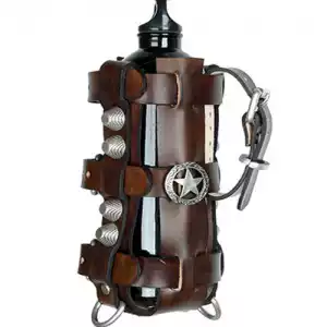 Korean handmade custom leather cup set five-pointed star rivet hollow locomotive riding portable handsome personality cool