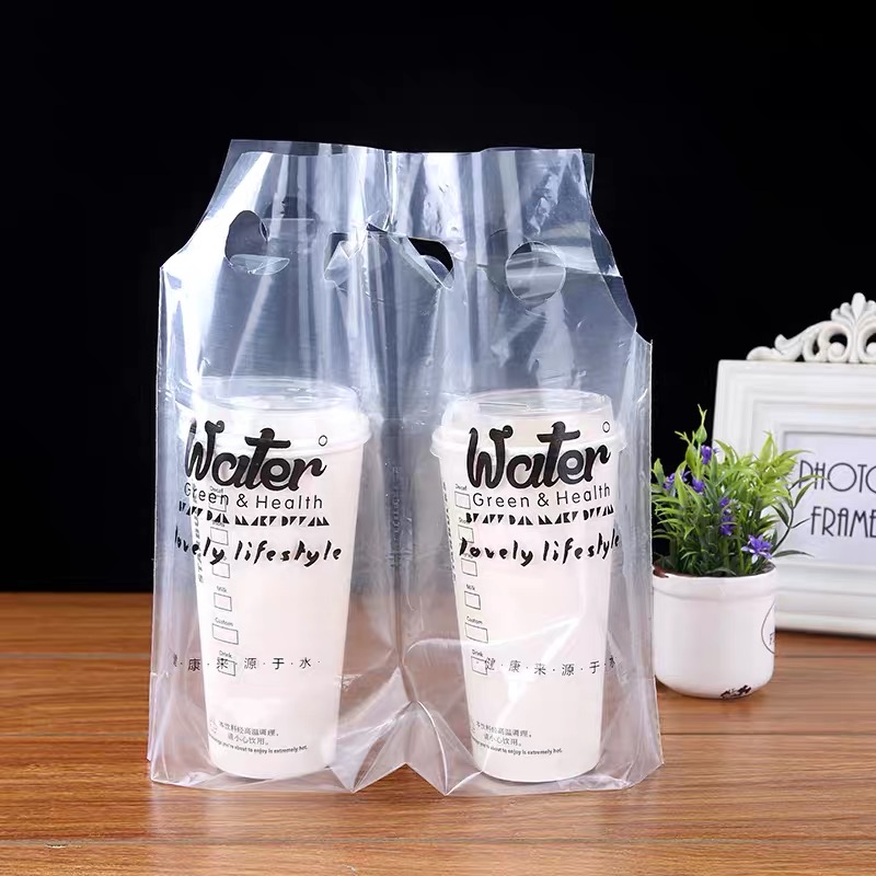 high pressure pure transparent milk tea hand bag thickened coffee juice packed plastic bag drink single cup double cup bag