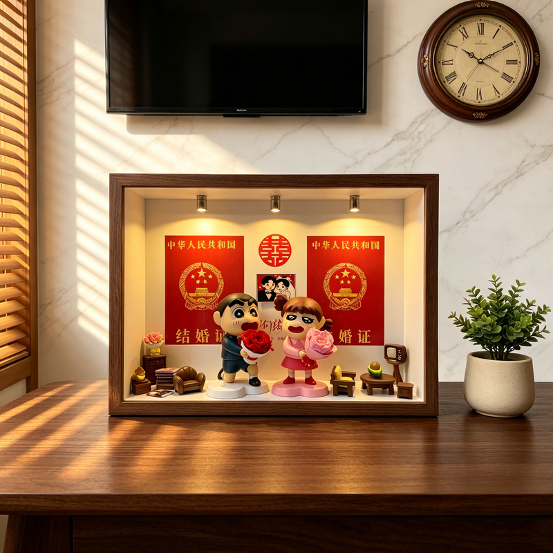 Crayon Shin-Chan Wedding Certificate Photo Frame Creative Anniversary Decoration Marriage Registration Photo Frame Id Photo Certificate Photo