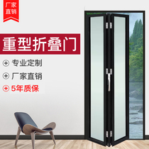 Folding door Titanium magnesium alloy heavy duty kitchen balcony study Hotel partition Hollow tempered glass Sound insulation explosion-proof