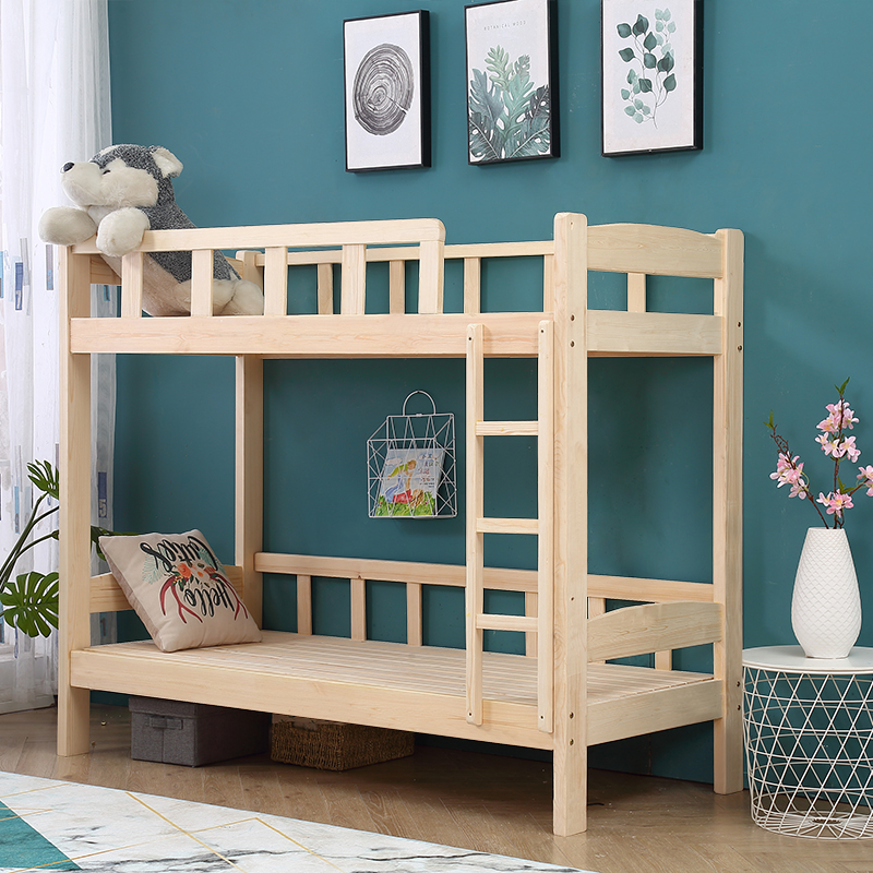 Children's Borous Bed School Dormitory Combined High and Low Shop Children's Lunch Simple Solid Wood High and Low Wood Bed