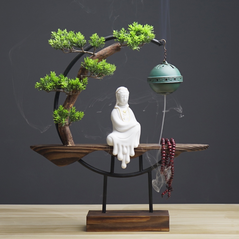 phòng khách Zen reflow hương phòng trà bếp Nguyên Đán gốm bức tượng Phật bàn văn phòng trang trí nội thất Xuanguan đồ trang trí.