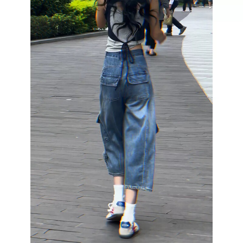 European Goods 2026 Summer New American High Street Wide-Leg Foreign Trade Workwear Jeans High-Waisted Slimming Cropped Straight Pants European Goods 2026 Summer New American High Street Wide-Leg Foreign Trade Workwear Jeans High-Waisted Slimming Cropped Straight Pants