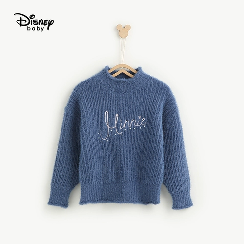 Дисней, осенний детский бархатный трикотажный модный свитер, детская одежда, высокий воротник