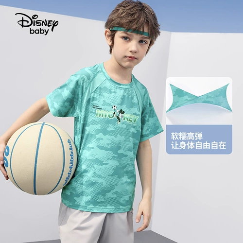 Дисней, быстросохнущая футболка с коротким рукавом для мальчиков, детская спортивная летняя одежда, защита от солнца
