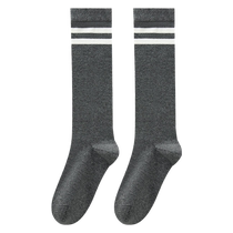 Hengyuanxiang calf socks for women autumn and winter pure cotton JK black pressure stovepipe high tube long tube slimming half tube stockings