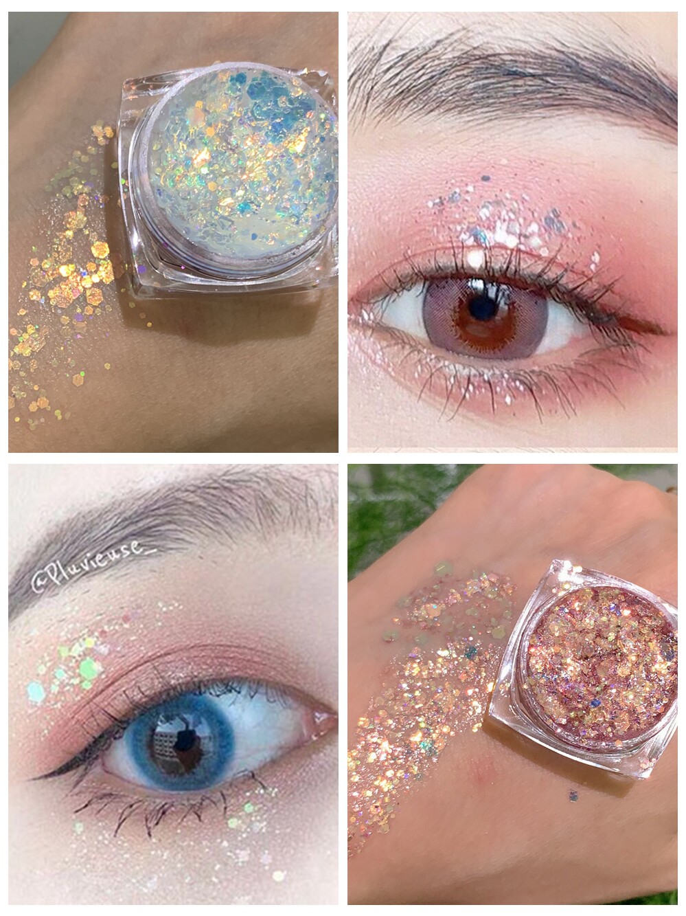 Hanfu fish scale eye shadow cream Sequin makeup High-gloss fairy eye makeup paste polarized flash gel cream Mermaid tears shark makeup