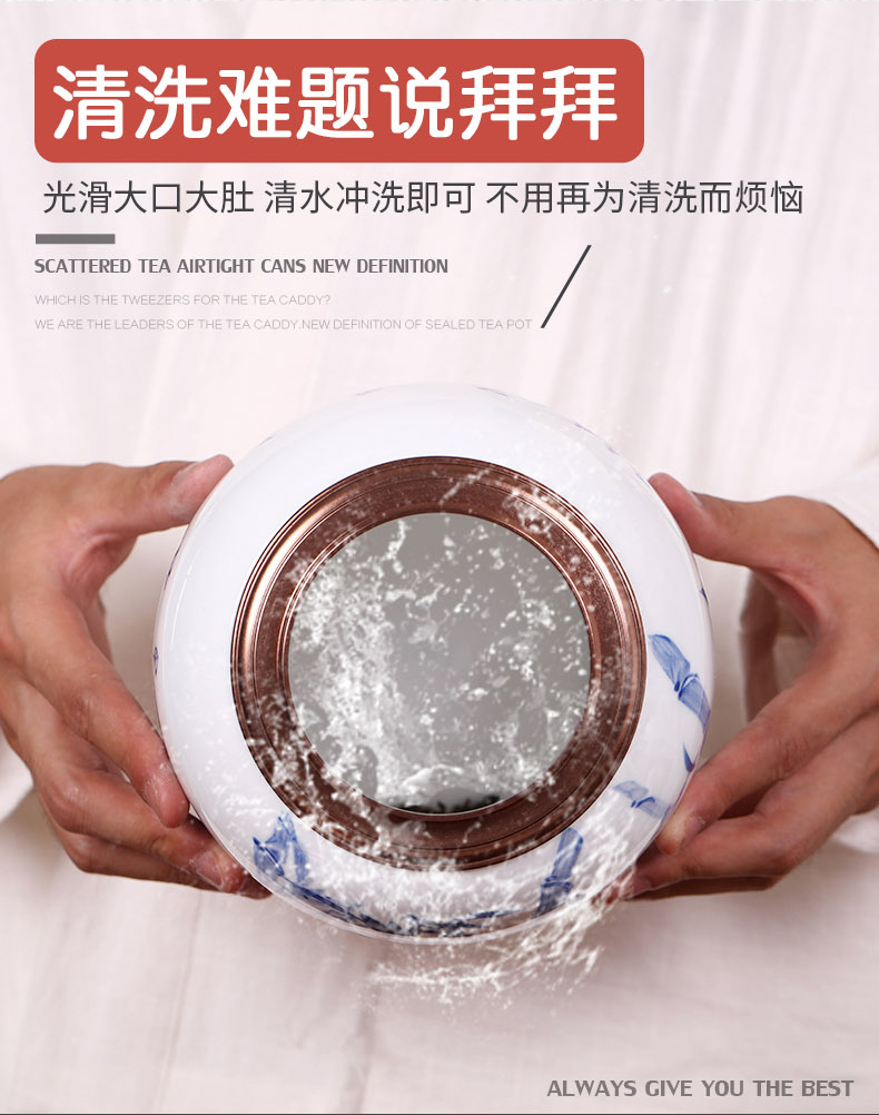 A kilo is installed metal cover caddy fixings ceramic gift box storage sealed as cans of jingdezhen blue and white manually POTS of household