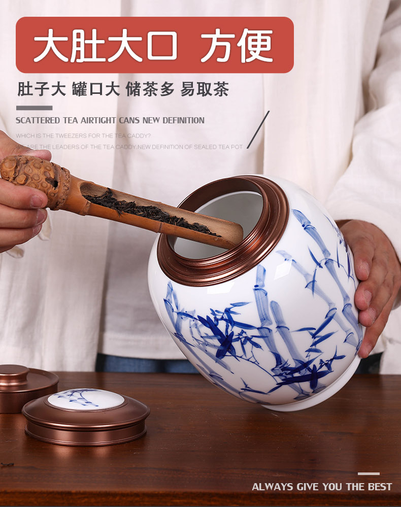A kilo is installed metal cover caddy fixings ceramic gift box storage sealed as cans of jingdezhen blue and white manually POTS of household