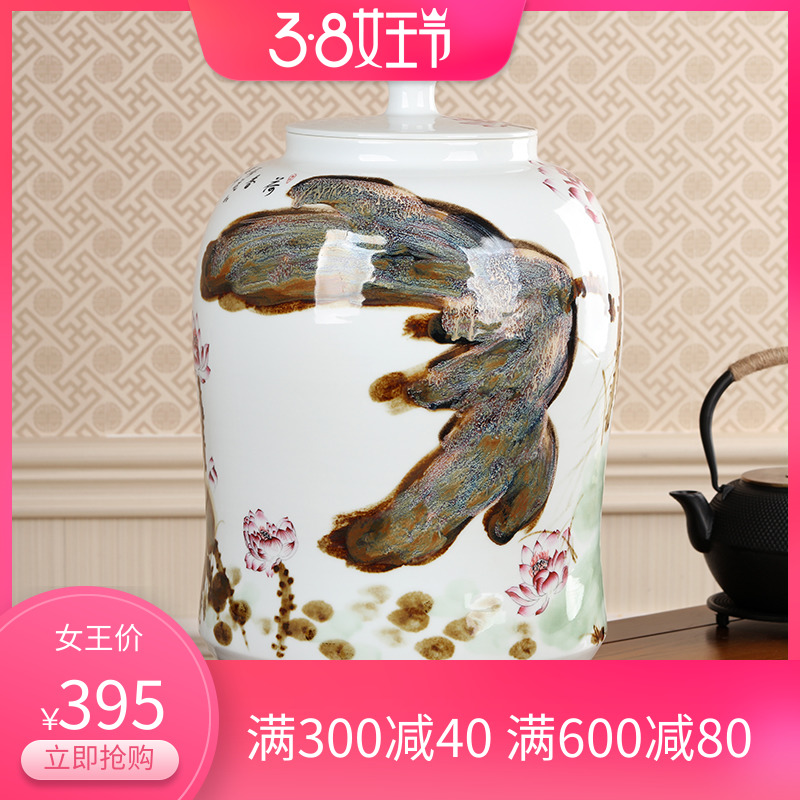 Jingdezhen ceramic tea pot furnishing articles large bucket 10 jins of loose tea, red tea urn pu - erh tea POTS and POTS