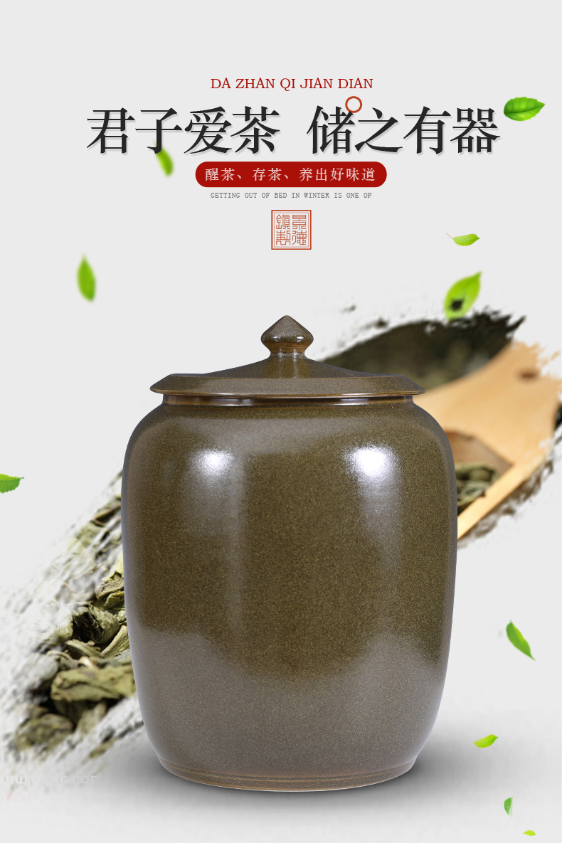 Jingdezhen ceramic tea, puer tea pot household of Chinese style tea pot is placed large size capacity sealed as cans