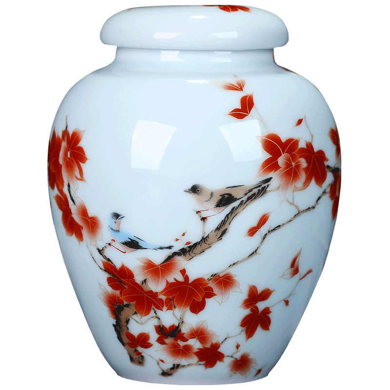 Loading of jingdezhen ceramic portable small POTS sealed jar puer tea caddy fixings home half jins to save POTS