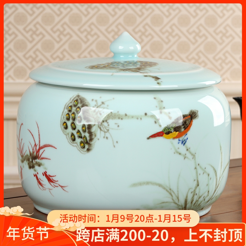 Handmade extra large tea cans ceramic 3kg Pu'er tea sealed can packaging box seven cake storage tea tank tea box