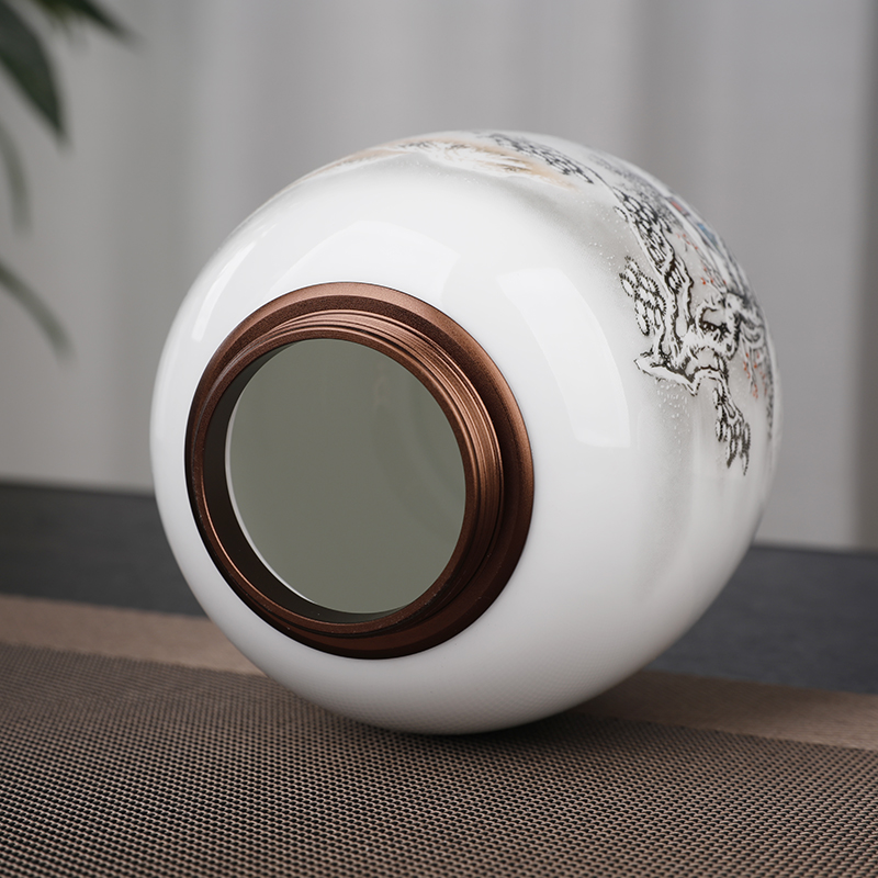 Jingdezhen ceramic tea pot metal cover large half jins to black tea pu 'er small seal pot of tea packaging