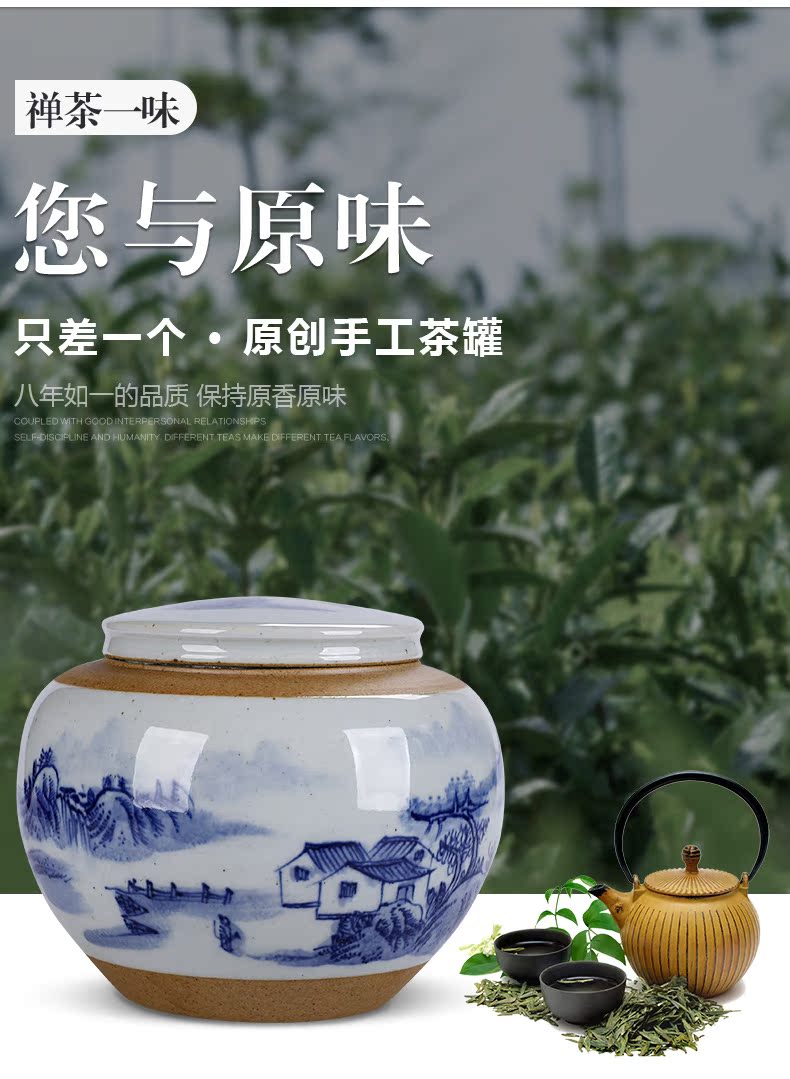 Small jingdezhen ceramic creative caddy fixings sealed container half jins of individual character vogue put tea POTS. A large