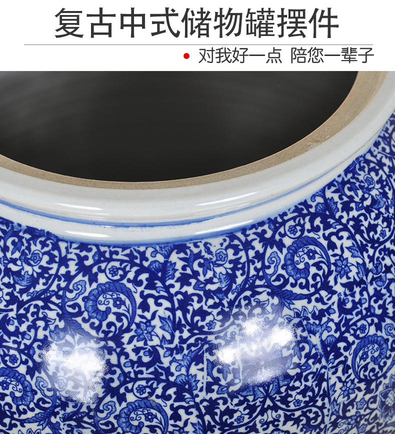 Blue and white caddy fixings large ceramic household super heavy cylinder puer tea cake tea tanks 10 jins POTS