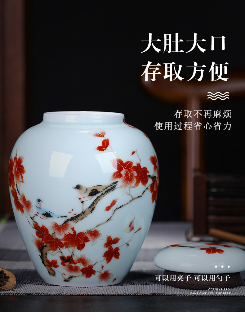 Loading of jingdezhen ceramic portable small POTS sealed jar puer tea caddy fixings home half jins to save POTS