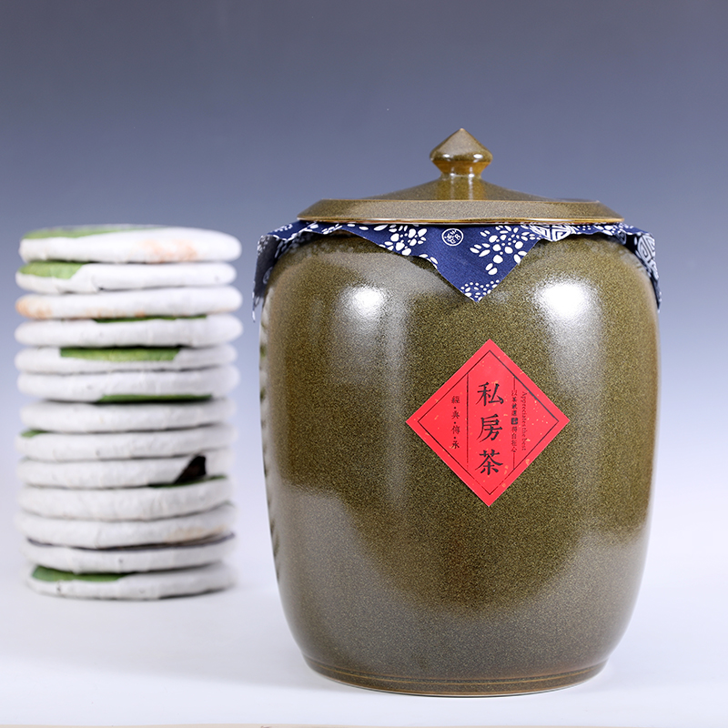 Jingdezhen ceramic tea, puer tea pot household of Chinese style tea pot is placed large size capacity sealed as cans