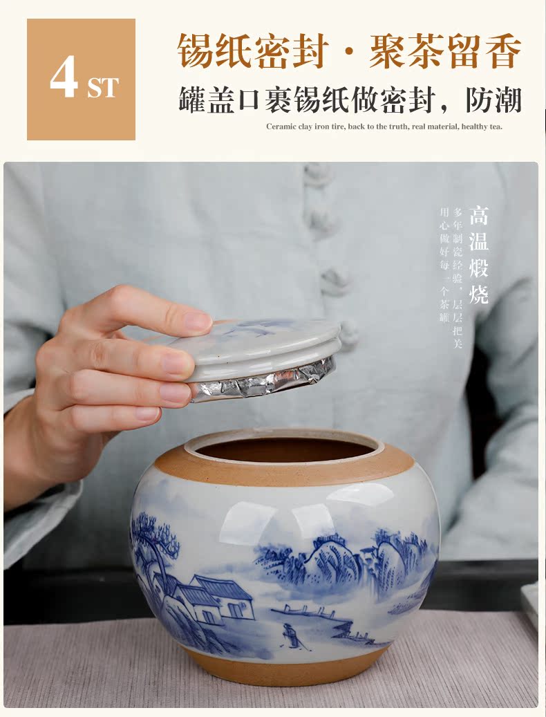 Small jingdezhen ceramic creative caddy fixings sealed container half jins of individual character vogue put tea POTS. A large